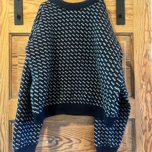 L.L. Bean Bird’s Eye Blue and White Men’s Wool Sweater size Mediun